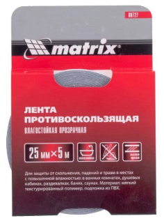 Лента противоскользящая влагостойкая, прозрачная 25*5 м// Matrix