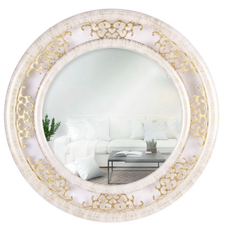 Зеркало интерьерное настенное в круглом корпусе d=45 см, белый с золотом  4545-Z1