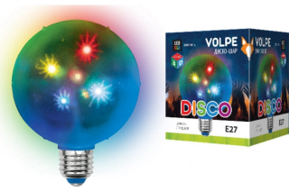 Лампа-диско Е27 1,5W RGB Volpe Disco 3D ULI-Q310 "Звезды" d=10см 220V