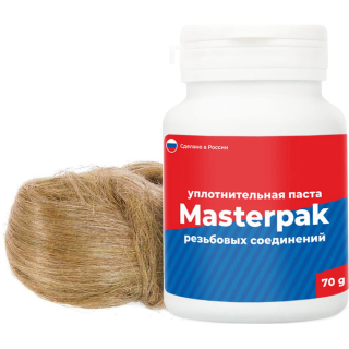 Комплект паста уплотнительная (вода, пар, 70 г) Masterpak + лён, MP