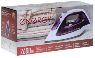 Утюг Energy EN-348 бело-фиолетовый  (2600Вт, пар, спрей, пар.удар, самооч., керамич. подошва)