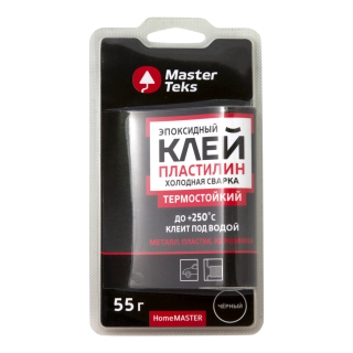 Клей-пластилин эпоксидный MasterTeks HomeMaster термостойкий Холодная сварка 55гр черный