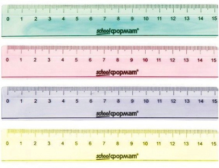 Линейка 15 см. цв. прозр. ассорт.
