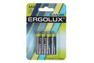 Батарейка щелочная ERGOLUX LR03 AAA 1.5В бл/4