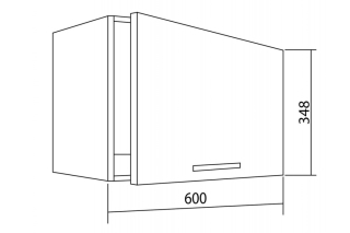 Шкаф верхний 60 навесной над вытяжкой бел. дуб (газлифт) ВШ60гл