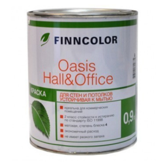 Краска OASIS HALL@OFFICE C 4 для стен и потолков устойчивая к мытью 0,9л