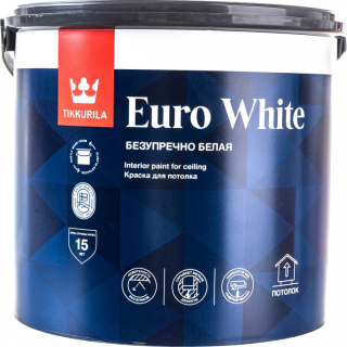 Краска для потолка EURO WHITE белая гл/мат 2,7л