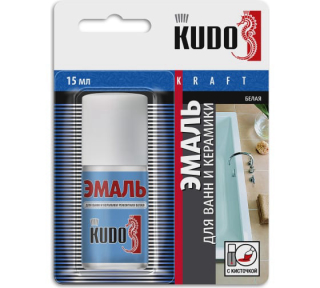 Эмаль для бытовой техники белая KUDO с кисточкой 15мл