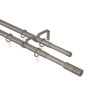 Карниз телескоп двойной 16/19 мм 288.587 160/300 с мет.кольцами (хром матовый)
