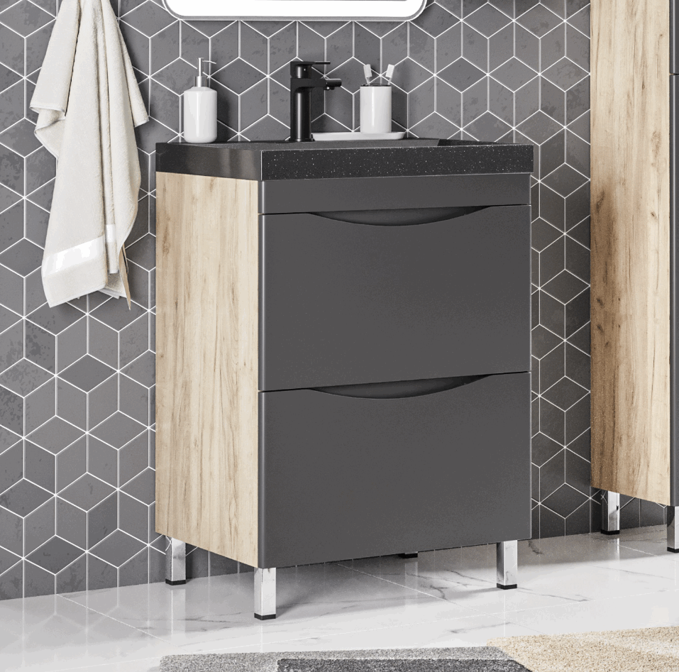 *Тумба "Лиана 60", дуб графит, Сомо 60 / Слим 60 / Сириус 45