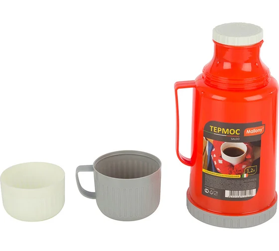 Термос в пластиковом корпусе со стеклянной колбой SALDO 1,2 л	