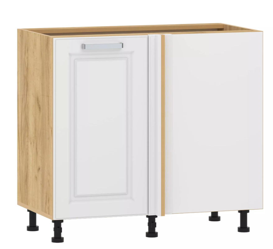 Тумба кухонная угловая "Вокс" 100.12 1000 (Меренга, Дуб Крафт Золотой) без столешницы