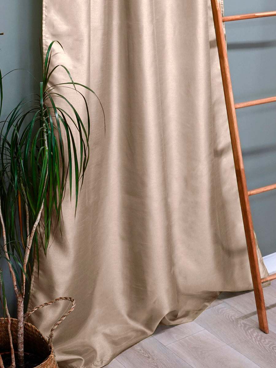 *Шторы портьер. жаккард БАМБУК однот.JYP111 бежевый 190*260 2шт. 100930