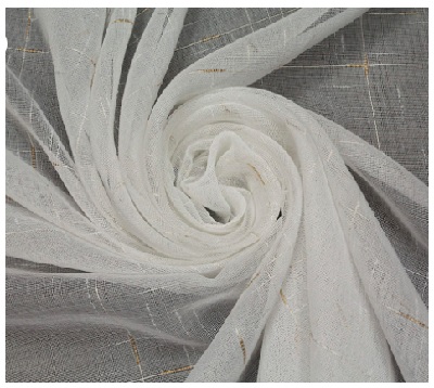 *Тюль Лён 300*260  белый с золотом ГП 58124950