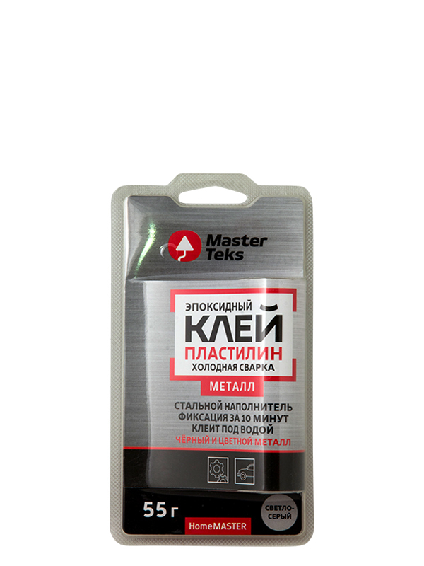 Клей-пластилин эпоксидный MasterTeks HomeMaster удля металла Холодная сварка 55гр св-сер