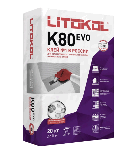 Клей фиброармированный LitoFlex K80 (25кг)