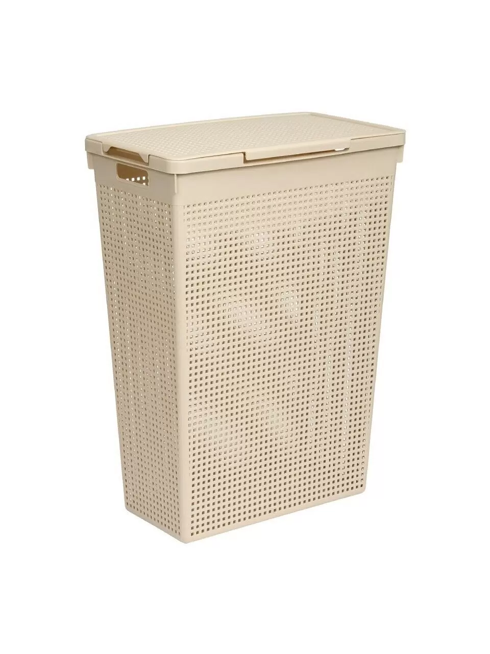 Корзина д/белья "Лофт" 50л с крышкой узкая латте