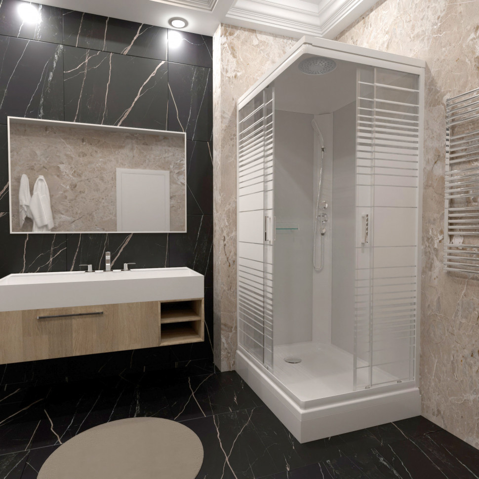 Кабина душевая Квадро Полосы 100*80 А ДН4 (7 мест+сифон D90)