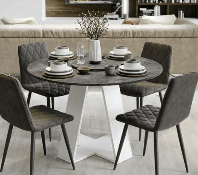 Стол обеденный Райнер Тип 1 Белый / Ателье темный