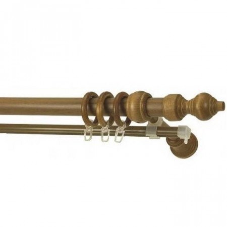 Карниз кругл. с дерев. фурн. 28мм РУСТИК 2ряд. ЗАЖ./КР. 180см