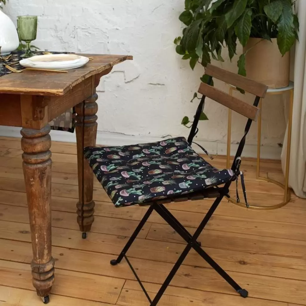 Сидушка на стул "Этель" Succulents 42*42см 100% хл 6756595