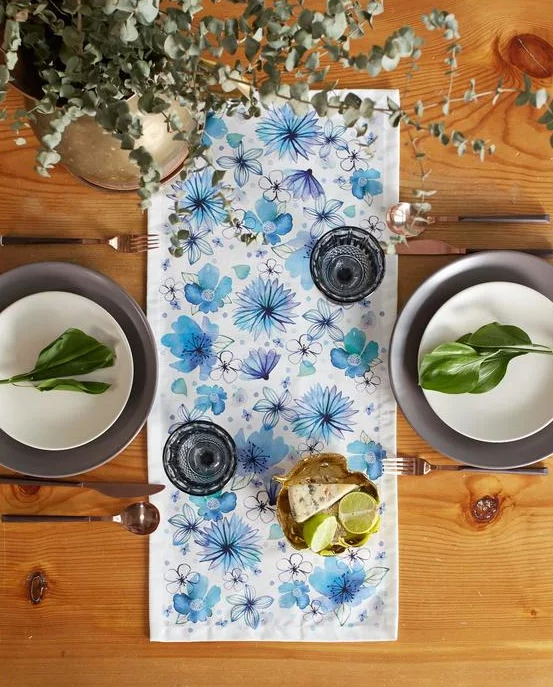 Дорожка "Этель" Незабудки 30*70 см 100% хлопок саржа 5423061