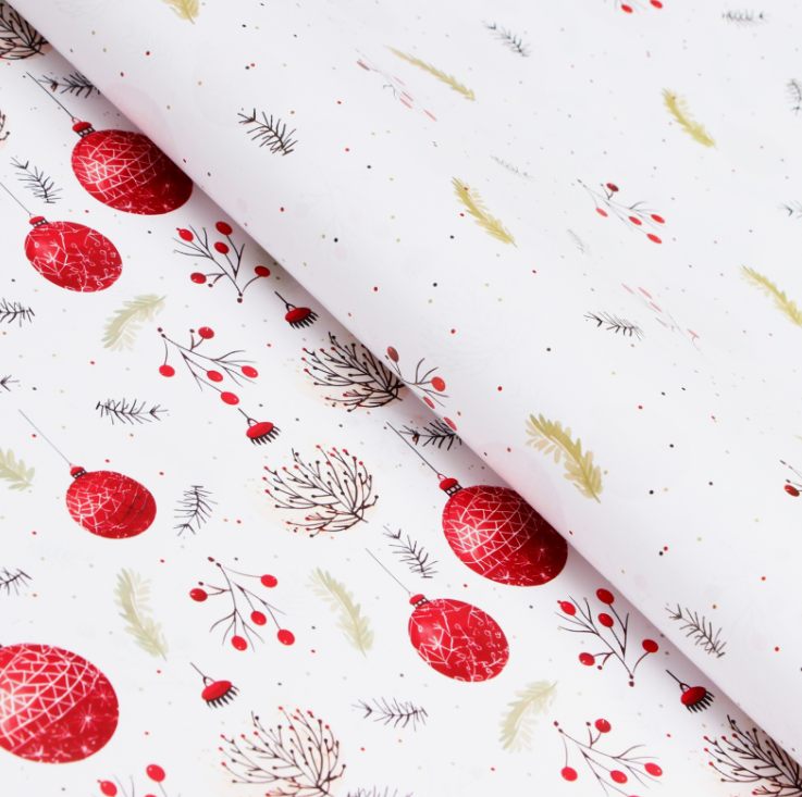 Бумага упак «Красные шарики» глянец 2-х стор. 70*100 см 10549235