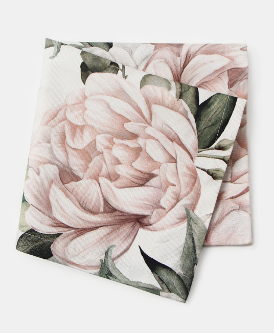 Набор салфеток с декорат. кольцами Этель "Пионы" 40*40 см - 2 шт 100% хл саржа  10700191