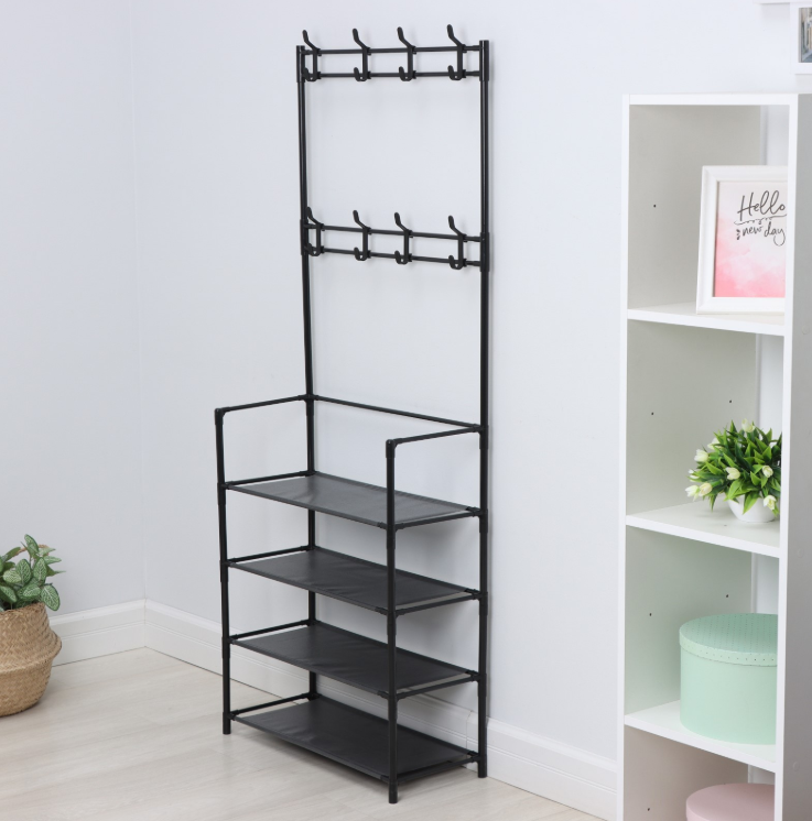 Вешалка напольная для одежды с полками для обуви, 4 яруса, 60*26*155 см   9556912