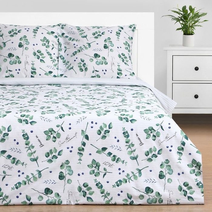 КПБ "Этель" 1,5сп Eucalyptus 143*215 см,150*214 см, 70*70 см 2 шт,поплин 125 г/м2 4746228