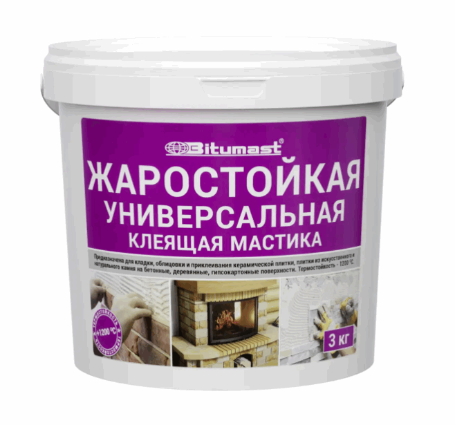 Мастика жаростойкая универсал клеящая 3,0кг Bitumast