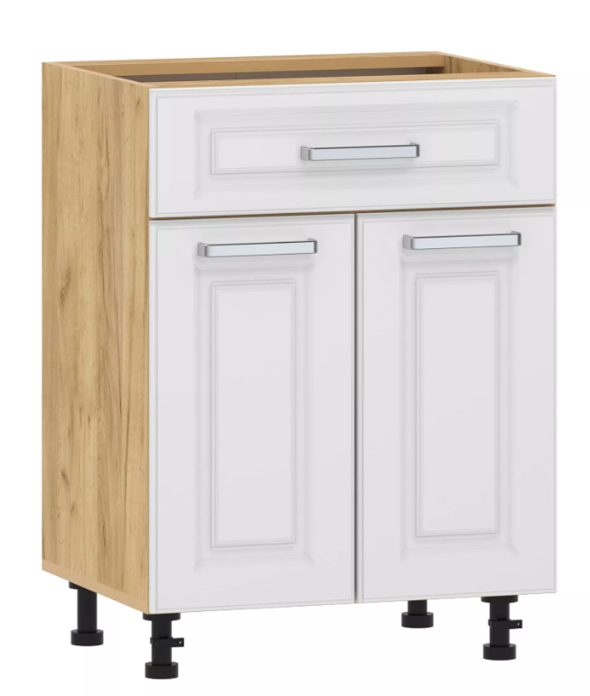 Тумба кухонная "Вокс" 100.09 600 (Меренга, Дуб Крафт Золотой) без столешницы