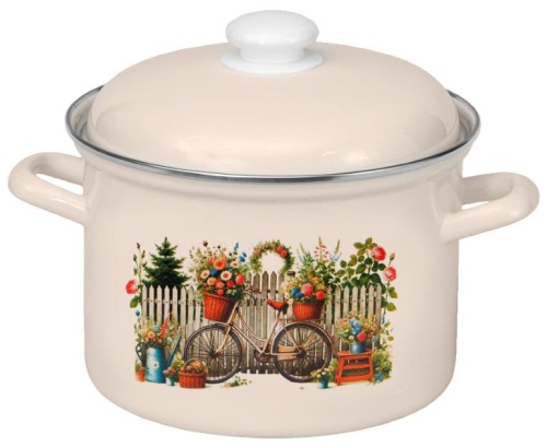 Кастрюля эм цил 4,5л "Романтика" мет/кр нерж/об пл/руч нерж/об С-1615АП2/4Жм