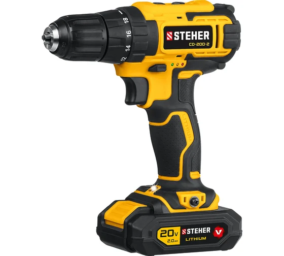 Дрель-шуруповерт STEHER  V1 20 В 40 Нм 2 АКБ (2 А·ч) кейс (CD-200-2)