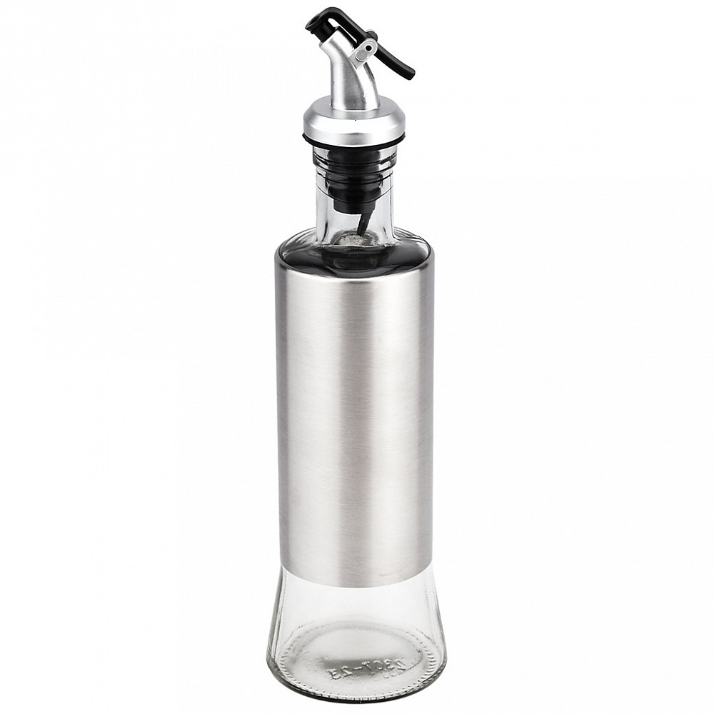 Бутылка ст д/масла "В юбке" "Аликанте" 320мл д6,5см h21см пл/дозатор "под хром" нерж/опл