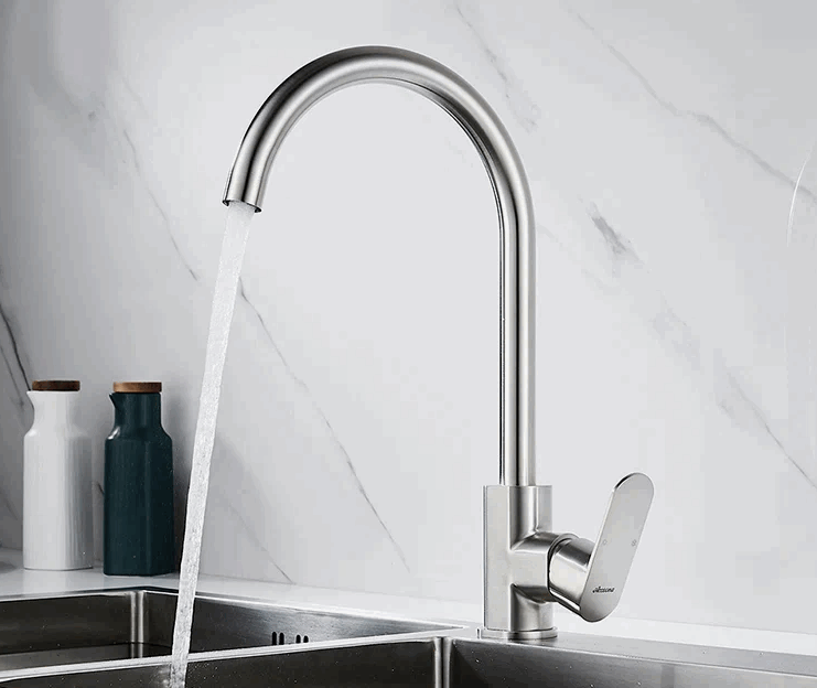 Смеситель для кухни из нерж.стали, с гайкой, Accoona A45205