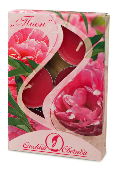 Свеча чайная 12 гр ароматизированная 6 шт/уп пион 001816