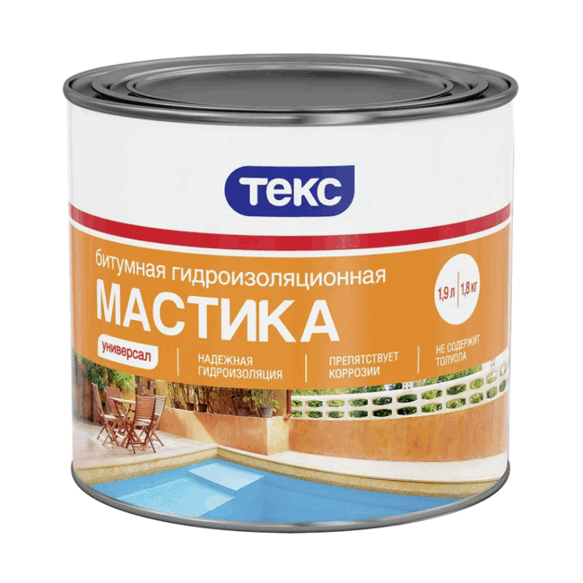 Мастика битумная гидроизоляционная УНИВЕРСАЛ 1,8кг