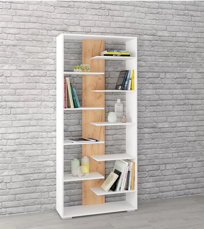 Стеллаж Ромео-3 Дуб крафт золотой/Белый древесные поры