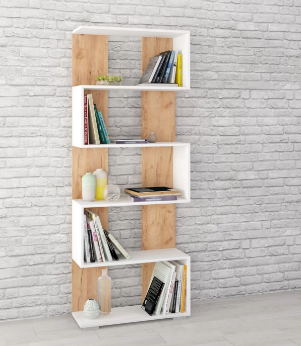 Стеллаж Ромео-1 Дуб крафт золотой/Белый древесные поры