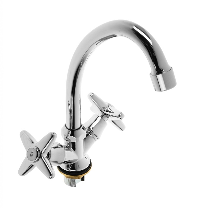 Смеситель д/кухни, двухрыч, хром, силумин, Accoona 