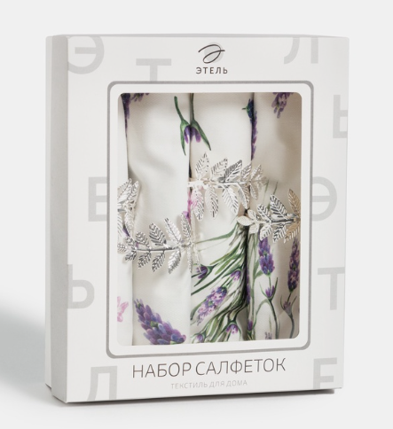 Набор салфеток с декорат. кольцами ЭТЕЛЬ Lavender 40*40 см - 4 шт, 100% хл, саржа 9361847