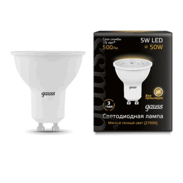 Лампа св/диод. Gauss LED GU10 5W 2700K