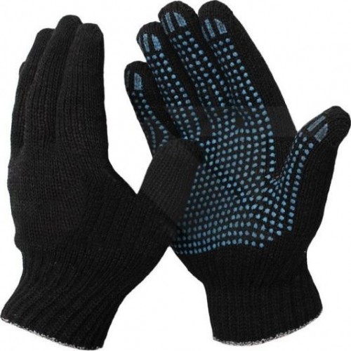 Перчатки трикотажные смесовые 6 нитей П/Ш с ПВХ черные класс 7,5