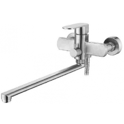 Смеситель д/ванны, с длин.изливом 350мм, однорыч., нерж.сталь, Accoona A71205