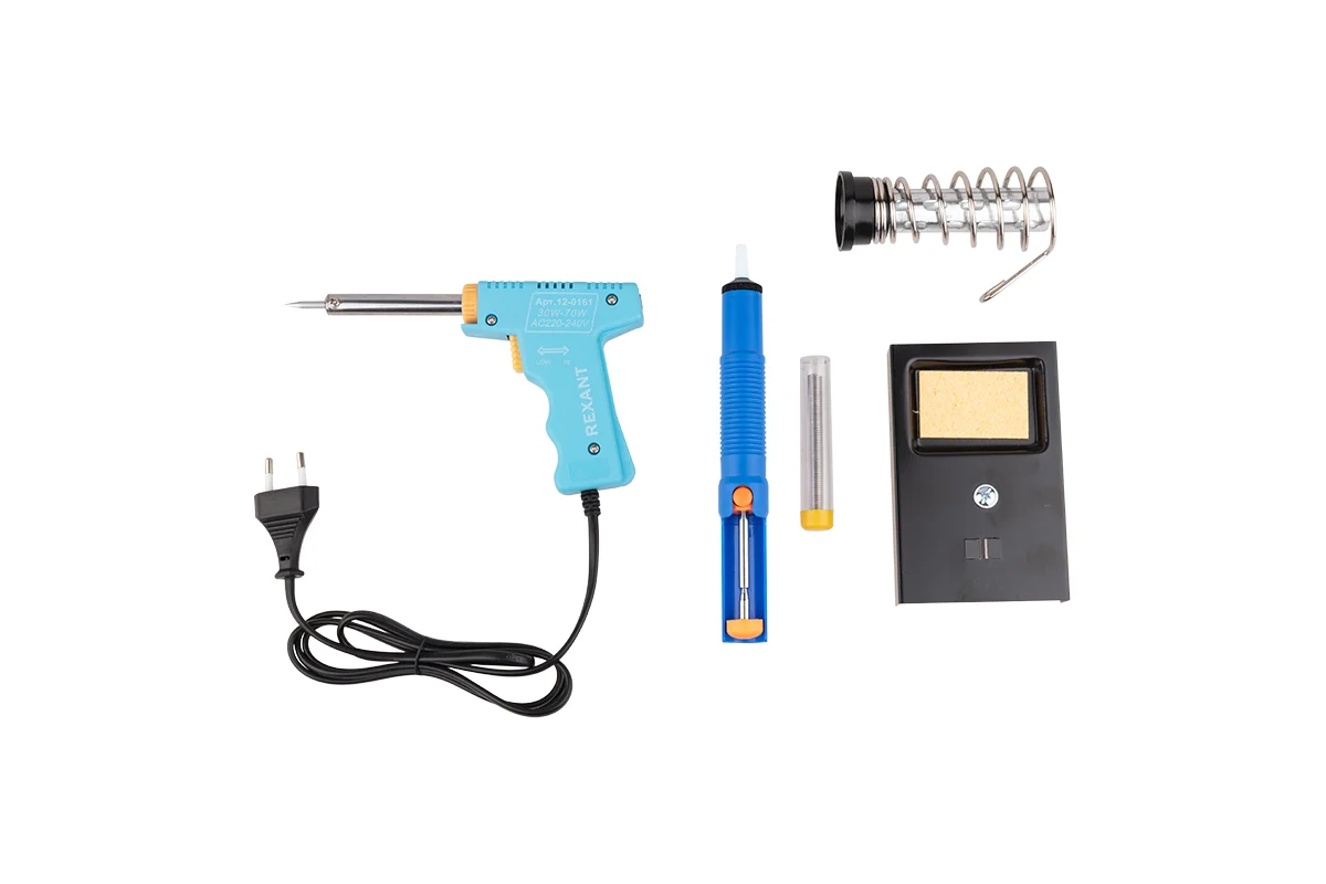 Набор д/пайки (паяльник импульс. 30/70Вт, оловоотсос, подставка, припой) ZD-303-A ,12-0164