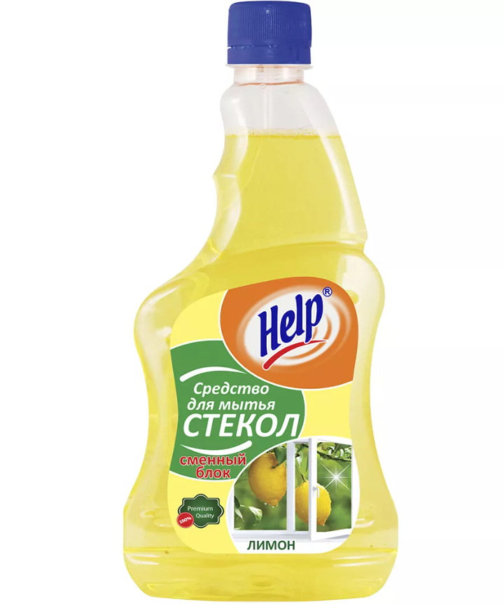Средство д/мытья стекол Help Лимон 750мл без распыл.
