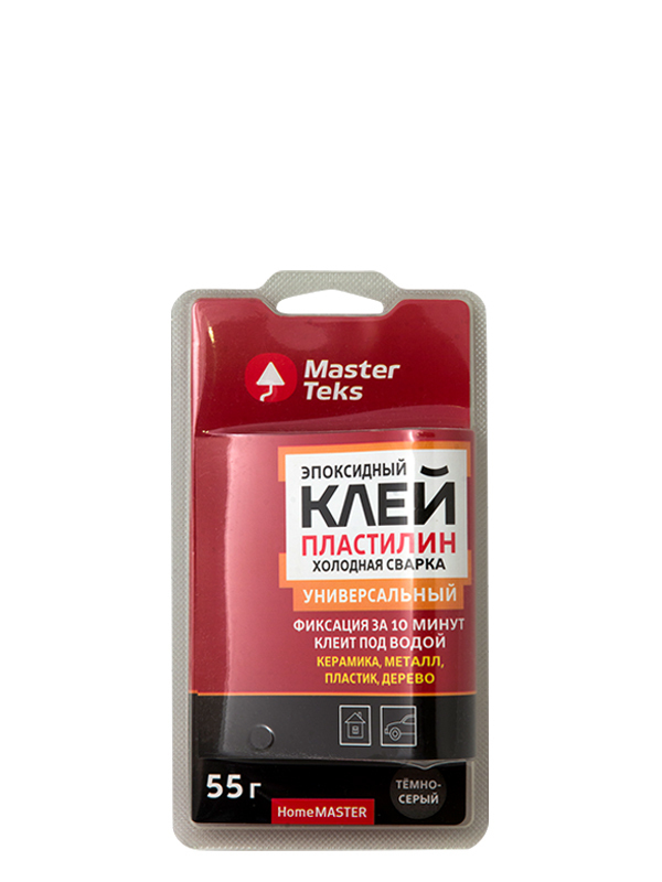 Клей-пластилин эпоксидный MasterTeks HomeMaster универсальный Холодная сварка 55гр тем-сер