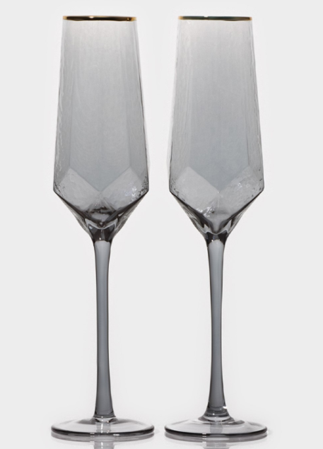 Набор бокалов д/шампанского 2 шт "Дарио" 180 мл 7*27,5 см графитовый 6784476