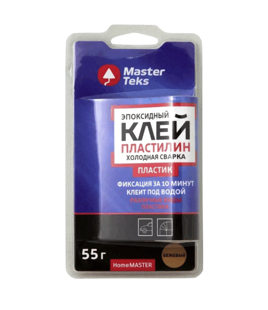 Клей-пластилин эпоксидный MasterTeks HomeMaster для пластика Холодная сварка 55гр беж